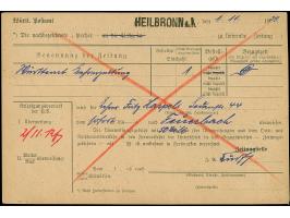 Korbdeckel 50 Mio. M. gezähnt mit Stempel “HEILBRONN 1.NOV.23” als tarifgerechte Einzelfrankatur auf Postsachen-Vordruckkarte