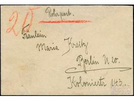 Korbdeckel 5 Mrd. M. gezähnt, zwei senkrechte 6er-Blocks mit Rohrpoststempel “BERLIN N54 24.11.23 2.10” als tarifgerechte Meh