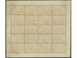 Friedensdruck 5 M., Mittelstück gelblichrot quarzend, kompletter Bogen mit allen Bogenrändern, sauber gestempelt "STUTTGART 1