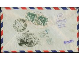 1964, 15th PRC Anniversary, 8 f. complete strip of three (folded vertically between stamps), neatly tied with additional fran