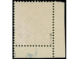 1900, 5 Pfg. auf Diagonalaufdruck 10 Pfg., Aufdrucktype 5a, aus der linken unteren Bogenecke (Feld 41), gestempelt, in einwan