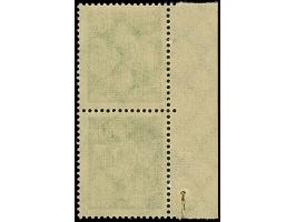 1922, Schnitter 40 M. dunkelgelblichgrün im senkrechten Randpaar mit Bogennummer, postfrisch und in tadelloser Erhaltung, uns