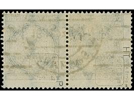 Korbdeckel 1 Mrd. M. schwarzbraun im Plattendruck im waagerechten Paar, linke Marke mit Plattenfehler “Sprung im Korbdeckel” 