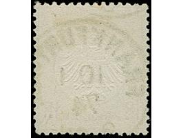 18 Kr. ockerbraun mit Plattenfehler “Punkt rechts unter zweitem E in KREUZER” (Feld 14,74-77), mit klarem EKr. “FRANKFURT 10.