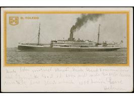 “DSP HAMBURG-AMERIKA LINIE 22.10.23” aptierter Stempel klar auf Schiffs-Ansichtskarte “D. Toledo” und Text nach Hamburg. Mark