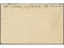 “DSP HAMBURG-AMERIKA LINIE 29.8.23” (D. Toledo) aptierter Stempel zweimal recht klar auf Ziffer 1000 und 2000 M. auf Vordruck