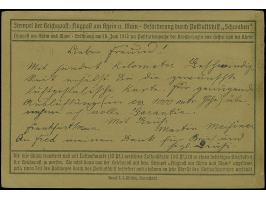 1912, E.EL.P. 20 Pfg. und Germania 5 Pfg. je mit Flugpoststempel “Frankfurt 23.6.12” auf Sonderkarte mit viel Text nach Orlam