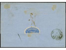 5 Gr. ocker, zusammen mit gezähnter Ausgabe 1 Gr., mit Hufeisenstempel "LÜBECK 1/8 71" auf eingeschriebener Briefhülle nach A