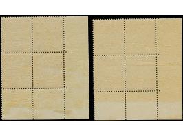 1 Gr. karmin, 2 Viererblocks aus der linken unteren Bogenecke mit Plattenzeichen "B" bzw. "E", postfrisch, einmal Falzspur nu