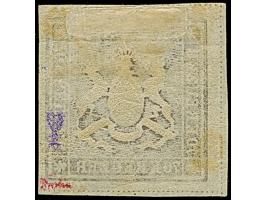 1873, 70 Kr. braunlila, Bogenfeld 4, farbfrisch, allseits breitrandig geschnitten, dreiseitig mit Trennungslinien, sauber ung