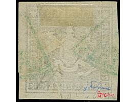 1873, 70 Kr. braunlila, Bogenfeld 2, farbfrisch, allseits breitrandig geschnitten, mit schön erkennbarer Wappenprägung, Teile