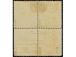 18 Kr. ocker im 4er-Block, farbfrisch und recht gut gezähnt, ungebraucht (Gummi teils gering getönt). Eine seltene Einheit. S