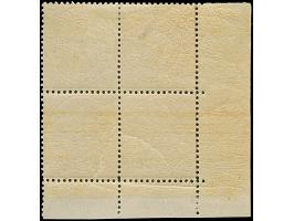 3 Kr. rosa im Viererblock aus der linken unteren Bogenecke mit Plattenkennzeichen "B", ungebraucht, das untere Paar postfrisc