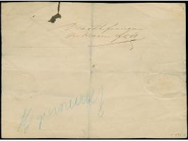 18 Kr. ockerbraun mit 2 Kr. orange, 3 Kr. karminrosa, 7 Kr. grauultramarin in Mischfrankatur mit Innendienstmarke 10 Gr. gelb