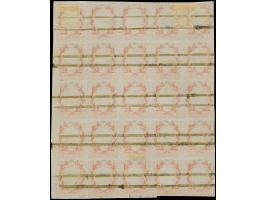 ½ Sgr. orange im senkrechten 25er-Block, farbfrisch, 2 Werte unten angeschnitten, sonst voll- bis breitrandig, entwertet durc