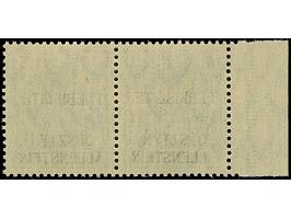 1920, Aufdruckausgabe Germania 5 Pfennig im waagerechten Paar, dabei die linke Marke mit Aufdruckfehler “fehlendes P von PLEB