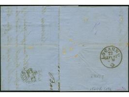 3 Pfg. graulila, 6 Pfg. orange und senkrechtes Paar 3 Sgr. ocker, mit Ra3 "BARMEN RITTERSHAUSEN 19 9" (1867) auf Briefhülle n