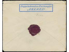 “DSP LINIE BREMEN-NEW YORK c 23.5.23” (D. Bremen) klar auf Ziffer 300 M. mit Wasserzeichen 1 auf Brief nach Bremen. Der Umsch