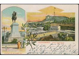 “DSP OST-INDISCHE LINIE *l 8.4.06" klar auf Germania 10 Pfg. auf Ansichtskarte “Alexandria” mit Text und Datierung “Suez 8.4.