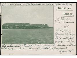 “DSP SYDNEY-HONGKONG *a 17,2,03” (D. Oceana) klar auf Kaiseryacht 5 Pfg. auf Ansichtskarte “Gruss aus Ponape” mit Text und Da