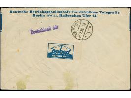 1928, “DASP HAMBURG-NEW YORK 23.2.28 DEUTSCHLAND H.A.L.” Flaggenstempel klar auf Adler 5 und 50 Pfg. als tarifgerechte Franka