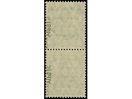 1920, Germania 2 Mark auf 2½ Pfennig, senkrechtes Kehrdruckpaar mit den Aufdrucktypen AIbBI sowie kopfstehend AIaBI, Druckfel