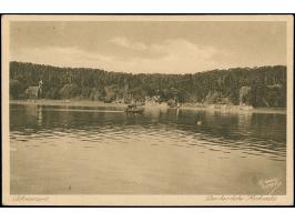 “Aus dem Dampferbriefkasten Memel-Cranzbeek” schwarzer L2 als Entwerter auf Litauen 15 C. rosa auf Ansichtskarte “Schwarzort 