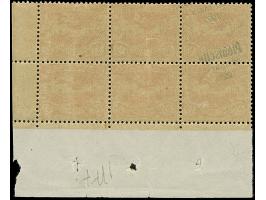 1921, Plebiscite 10 Pfennig dunkelrotorange, 6er-Block mit Unterrand und Teilzwischenstegansätzen rechts, nur die linken beid