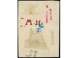 1920, Nationalversammlung 15 Pfennig siena/schwärzlichtürkisblau, mit klarem Doppelaufdruck, farbfrisch und bis auf einen win