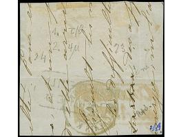 1853, QV 8 d. orange-yellow, horizontal pair, well margins on two sides, minimally touched at left and right, tied to foreign