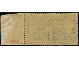 1922, 5,00 auf 2 mark auf 1 Franc, mit klarem um ca. 6,5mm nach links verschobenem Doppelaufdruck, rechtes Seitenrandstück, p