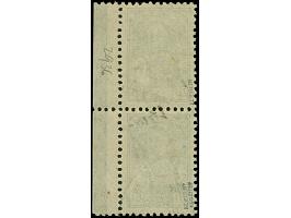 1941, 20 Kopeken schwarzgelbgrün, senkrechtes Kehrdruckpaar mit rechtem Seitenrand, die obere Marke mit schrägem, normalstehe