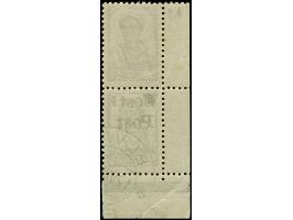 1941, 50 Kopeken braun, senkrechtes Paar aus der linken unteren Bogenecke, dabei die obere Marke ohne Aufdruck, farbfrisch un