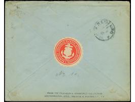 1873, 1 C. helklgrün/braunrot und waagerechtes Paar und Einzelmarke 3 C.blaugrau/rot mit kopfstehendem Rahmen je mit EKr. “ST