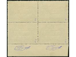 6 L. auf 10 St. mit Gold auf dunkelrosarotem Aufdruck in Type II im Unterrand-Viererblock, postfrisch, die linke obere Marke 