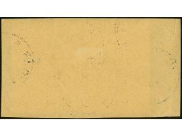 3 L. auf 15 St. mit Aufdruck in Type II im waagerechten 8er-Block, dabei haben die 1. und 3. Marke von links in der oberen Re