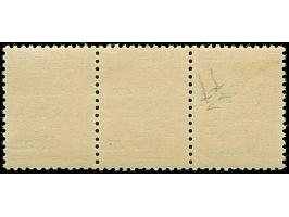 1 L. auf 10 St. mit kopfstehendem, nach rechts unten verschobenem Aufdruck in Type II im waagerechten Dreierstreifen mit zwei