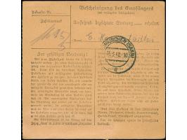 1947, 1 M. mit Stempel “MIESENHEIM über ANDERNACH 5.5.48” auf Paketkarte nach Neunkirchen, Saar mit Ankunftsstempel, eine nic