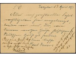 1893, “DSP OST-AFRIKANISCHE HAUPTLINIE *C 3.4.93” (D. Kanzler) klar auf Ganzsachenkarte Krone/Adler 10 Pfg. mit Datierung “Za
