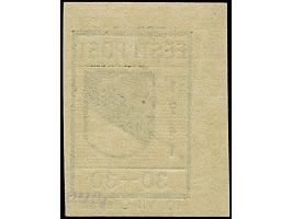 1941, Wappenschild 30 Kopeken, geschnitten, Type I, linke obere Bogenecke, mit klarem Doppeldruck der schwarzen Druckplatte, 