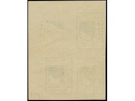 1941, Wappenschild 30 Kopeken, geschnitten, Type I, Probedruck-Viererblock aus der rechten oberen Bogenecke, die rechte obere