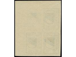 1941, Wappenschild 30 Kopeken, geschnitten, Type II, Viererblock aus der rechten oberen Bogenecke, die rechte obere Marke mit