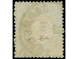 1 Kr. dunkelgrünlicholiv mit Zähnungsbesonderheit “ausgefallenes Zähnungsloch rechts in der 4. Position” (FZL r4), klar mit E