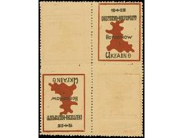 NORDUKRAINE: Gorochow Landkarte 12+28 Pfennig braunrot/schwarz, kompletter Kleinbogen zu vier Werten, bestehend aus zwei vord