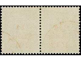 2 Qind schwärzlichbraunoliv, waagerechtes Paar, dabei die linke Marke mit Setzfehler “1643 statt 1943”, sauber gestempelt, ta