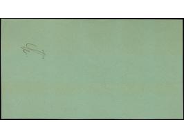 1. AUSGABE: Bahnhof 85 Gr. auf blassgrün auf großformatigem Papier (72x131MM) sogen. “Ministerblocks”, mit Siegel von Cholm u