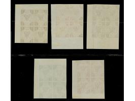 Neudrucke 1872: ½-4 Sch. kpl. in 4er-Blocks, voll- bis breitrandig, 1 Sch. etwas oxidiert, sonst und sehr schön farbfrisch, u