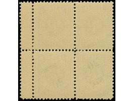 1923, Neue Währungsaufdrucke 20 Centu auf 500 Mark, Viererblock mit Zwischenstegansatz rechts, mit komplett schräg verlaufend