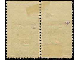 1923, 24-Werte 15 Centu auf 500 Mark, waagerechtes Oberrandpaar, oben ungezähnt mit kopfstehendem Aufdruck, sauber ungebrauch