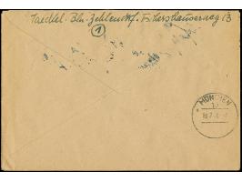 Band auf Arbeiter 24 Pfg. im senkrechten Dreierstreifen und Paar sowie Einzelmarke je mit Stempel “BERLIN W57 15.7.48" als ta